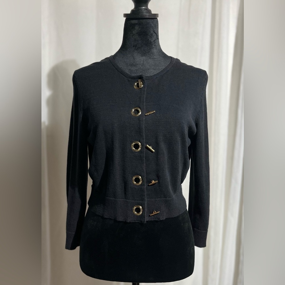 Preloved-Calvin Klein Black Cardigan with Gold Bottons.